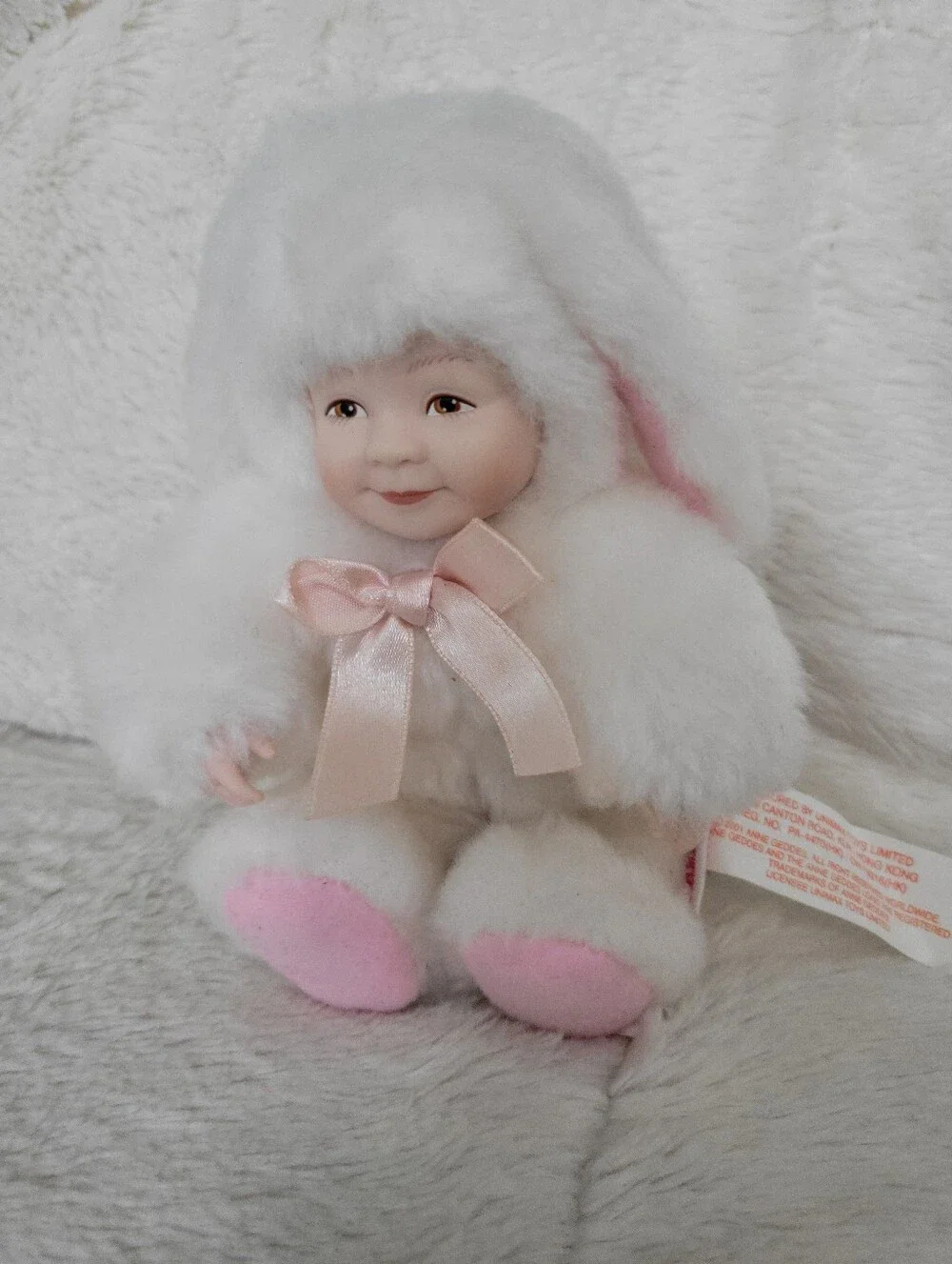 White Plush Bunny Doll with Pink Accents - Soft Kids Toy